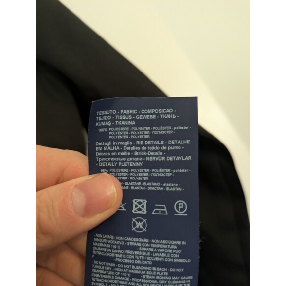 ARMANI EXCHANGE A/X Jacket Bomber Black Satin White Gold Snap Closure Sz L - Picture 4 of 5